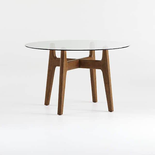 Tate 48 Round Dining Table With Glass, Round Dining Table Base Wood
