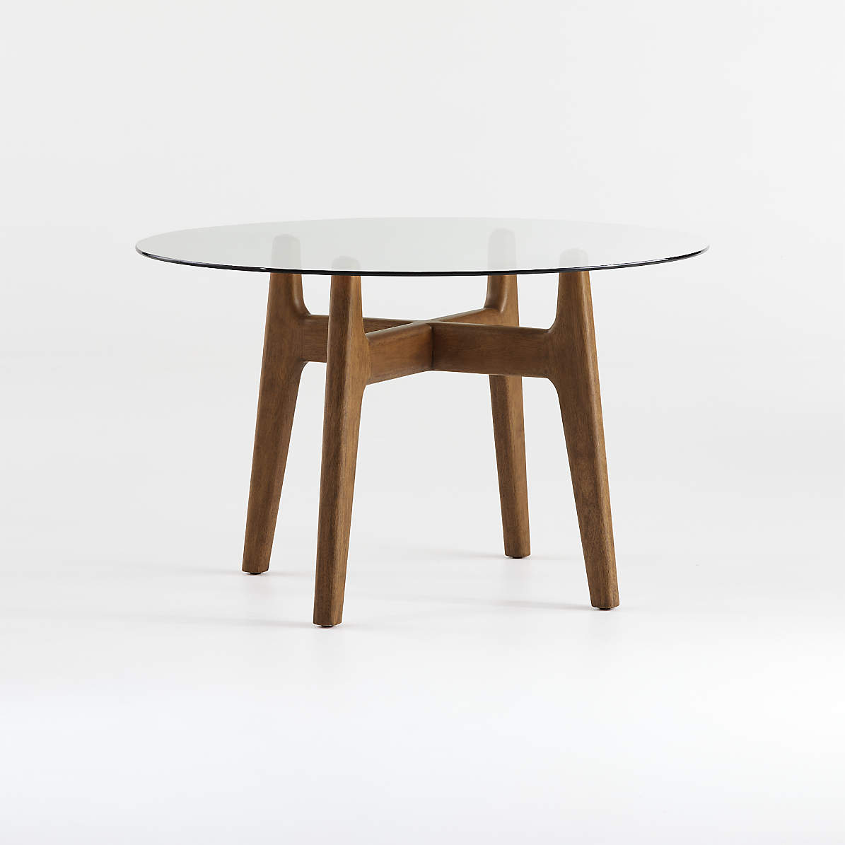 Tate 48 Round Dining Table With Glass, Round Glass Dining Table Wooden Base