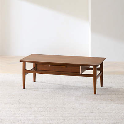 Tate Walnut Wood 48" Rectangular Storage Coffee Table