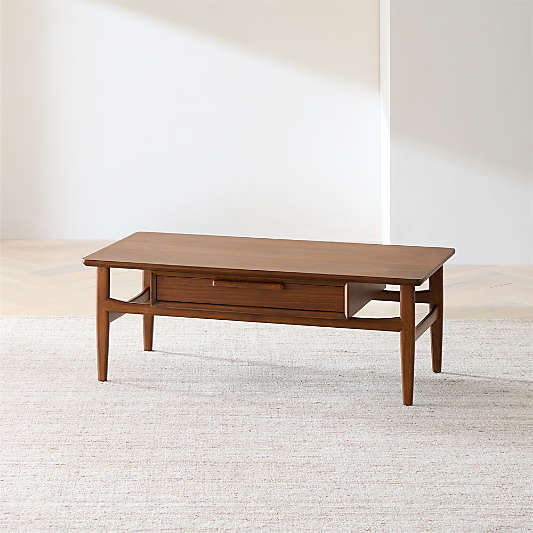 Tate Walnut Wood 48" Rectangular Storage Coffee Table