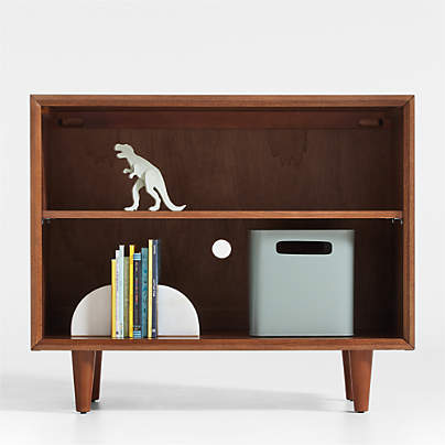 Tatum Walnut Wood 2-Shelf Kids Open Bookcase