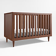 Tatum Walnut Mid-Century Wood Convertible Baby Crib