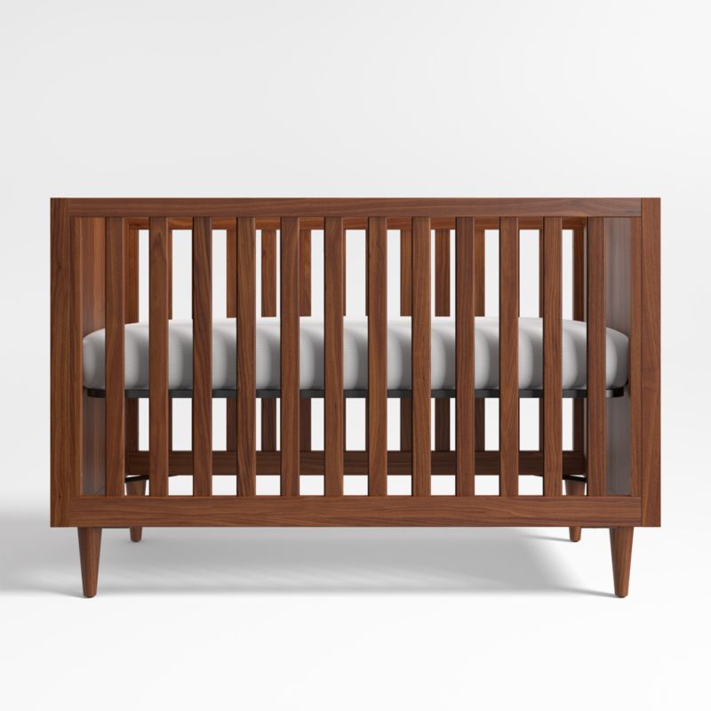 Tatum Walnut Mid-Century Wood Convertible Baby Crib