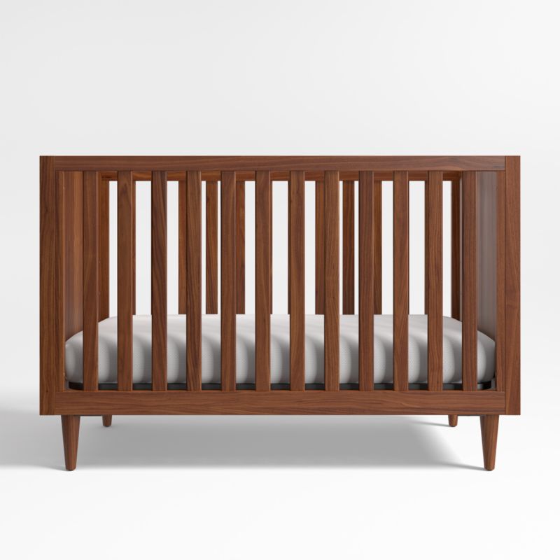 Tatum Walnut Mid-Century Wood Convertible Baby Crib