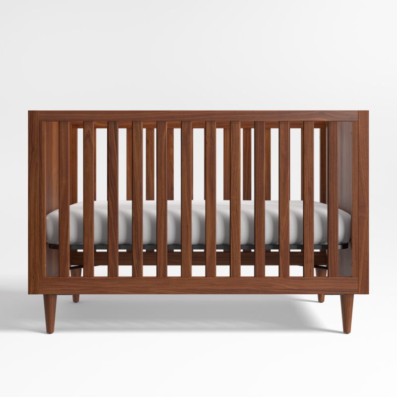 Tatum Walnut Mid-Century Wood Convertible Baby Crib