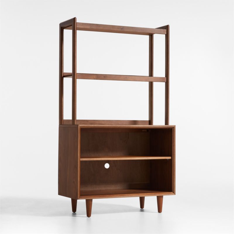 Tatum Walnut Wood 2-Shelf Kids Open Bookcase with Hutch - image 6 of 12