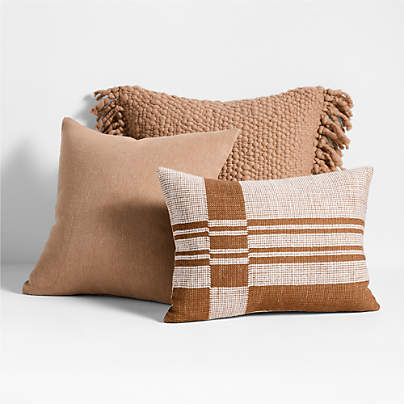 Taupe and Brown Throw Pillow Arrangement