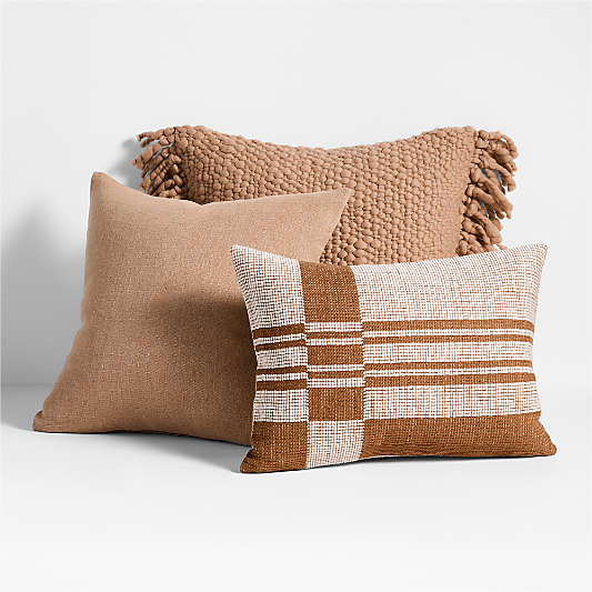 Taupe and Brown Throw Pillow Arrangement