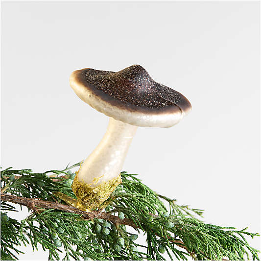 Taupe Glass Mushroom Christmas Tree Ornament