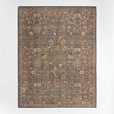 View Tavira Performance Traditional Blue Handknotted Area Rug 6'x9' details