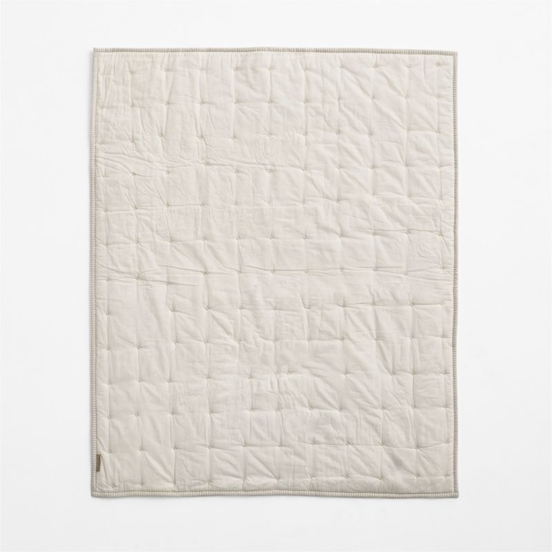 Teddy Train Embroidered Organic Cotton Baby Crib Quilt - image 3 of 5