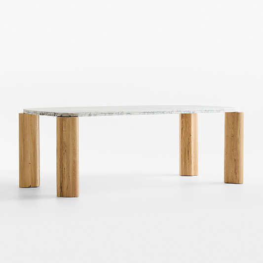 Tides 92" Arabescato Marble and Solid Oak Wood Dining Table
