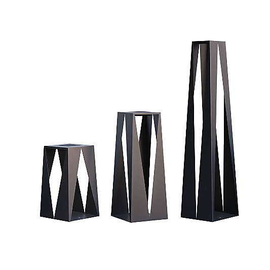Teatree Gray Metal LED Solar Outdoor Lanterns
