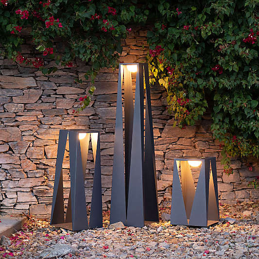 Teatree Gray Metal LED Solar Outdoor Lanterns