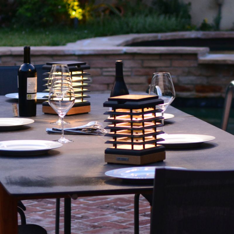 Tekura Black and Teak LED Solar Outdoor Table Lamp - image 1 of 2