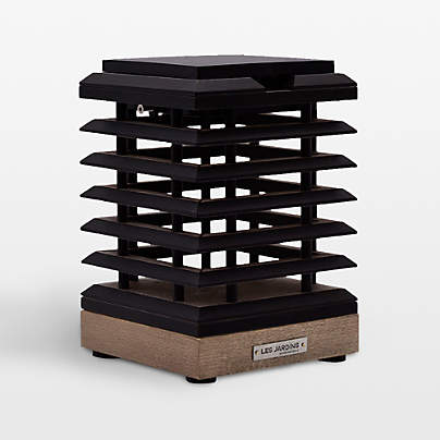 Pixy Weathered Teak LED Solar Outdoor Table Lamp | Crate & Barrel