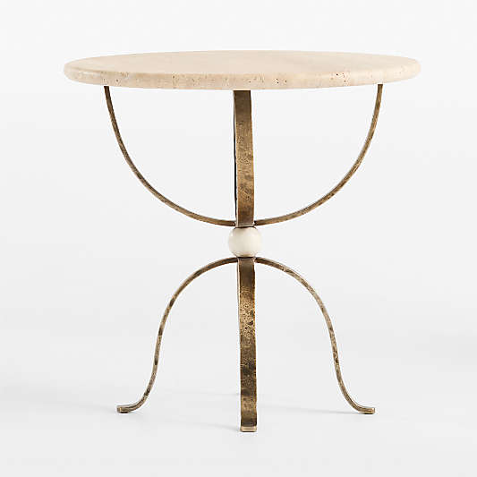 Telephone Travertine 20" Side Table by Laura Harrier & Tiffany Howell