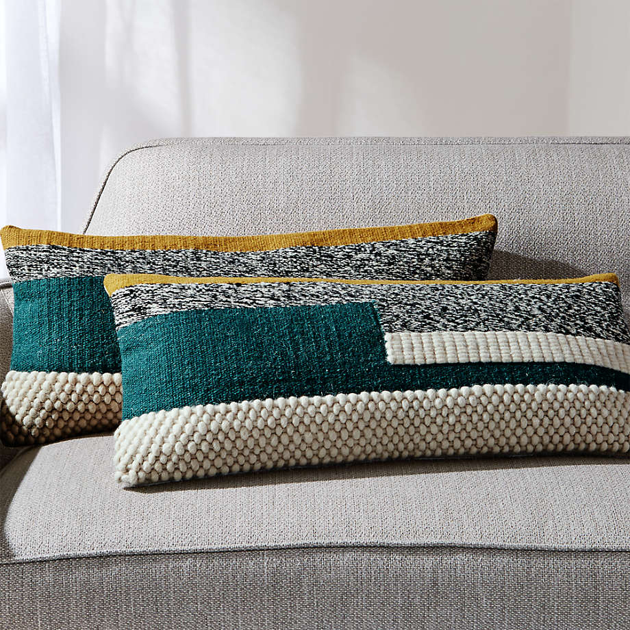 Telma Colorblock Lumbar Decorative Throw Pillows 28"x12", Set of 2