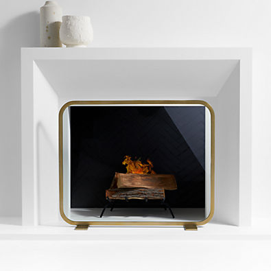 View Telum Brass Glass Fireplace Screen details