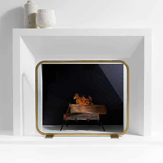 Telum Brass Glass Fireplace Screen