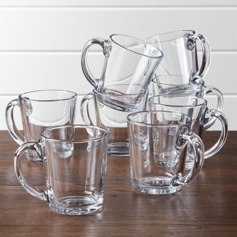 Transparent glass shop mug