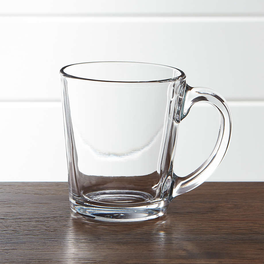 Vintage Clear Glass Coffee Mugs, Pressed Glass Mugs, Set of Four