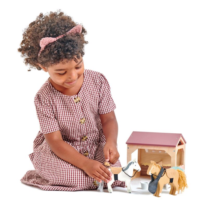 Tender Leaf Wooden Horse Stables Kids Play Set - image 3 of 4