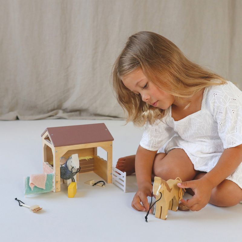 Tender Leaf Wooden Horse Stables Kids Play Set - image 1 of 4