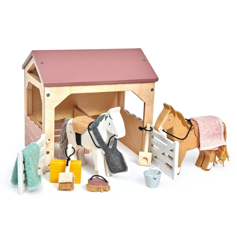 Tender Leaf Wooden Horse Stables Kids Play Set - image 2 of 4