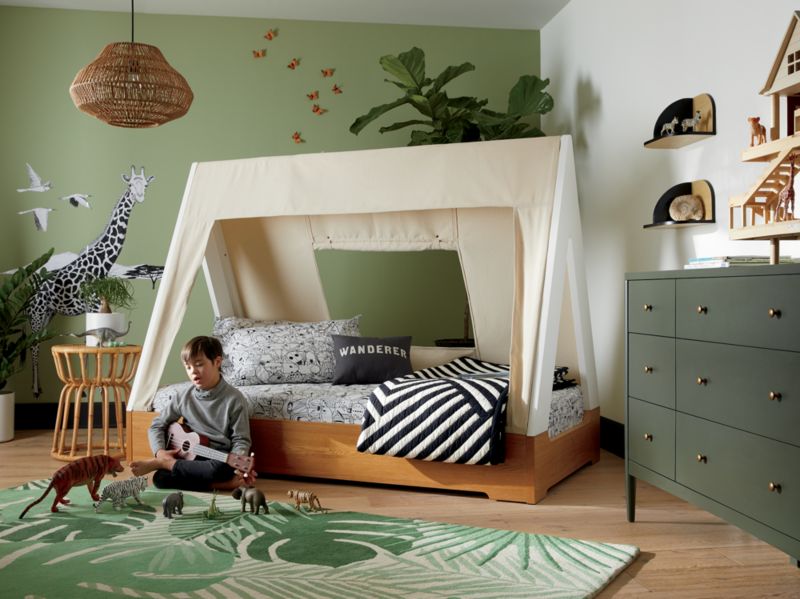 Kids Wood Tent Bed Set