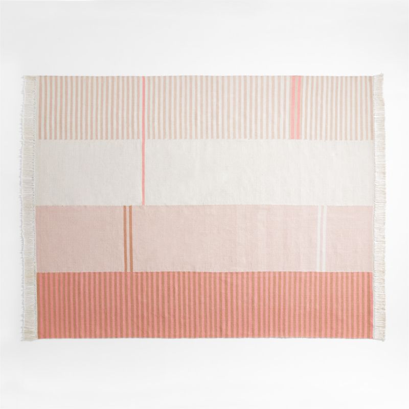 Teo Pink Stripe Colorblock Rug 8'x10' + Reviews | Crate & Kids