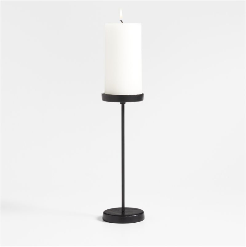 Tepes Metal Matte Black Pillar Candle Holder 10" + Reviews Crate & Barrel