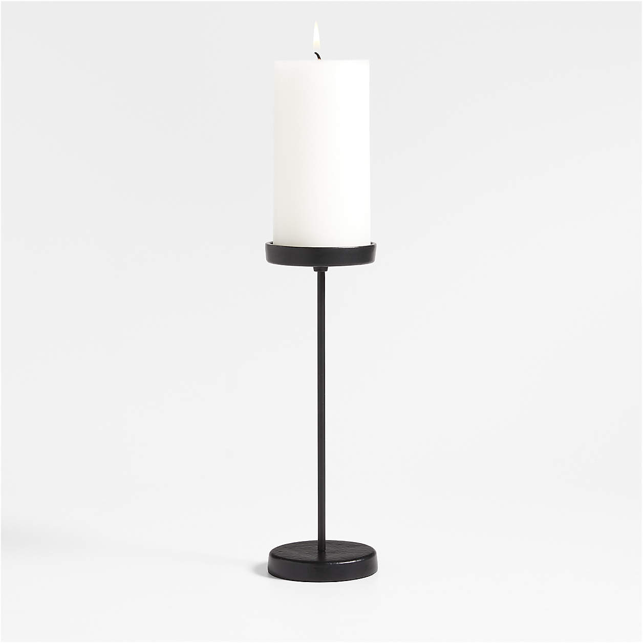 Tepes Metal Matte Black Pillar Candle Holder 10" + Reviews Crate & Barrel