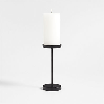 View Tepes Matte Black Pillar Candle Holder 8.25" details