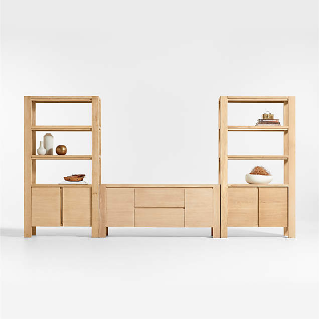 Baja Natural 72" Storage Media Console and 2 Storage Bookcases Crate