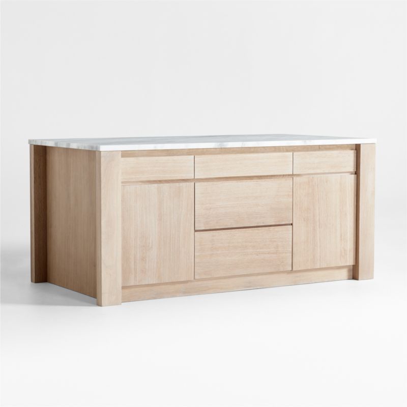 Terra 78" Marble Top and Natural Oak Wood Kitchen Island with Storage - image 18 of 23