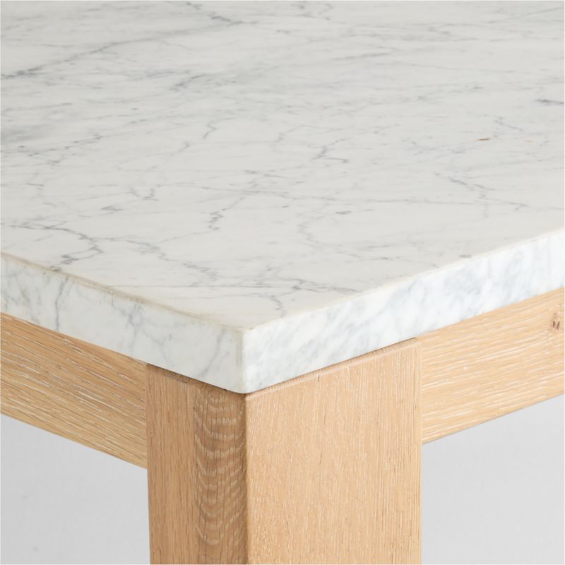 Terra 90" Carrara Marble and Natural White Oak Solid Wood Dining Table - image 6 of 12