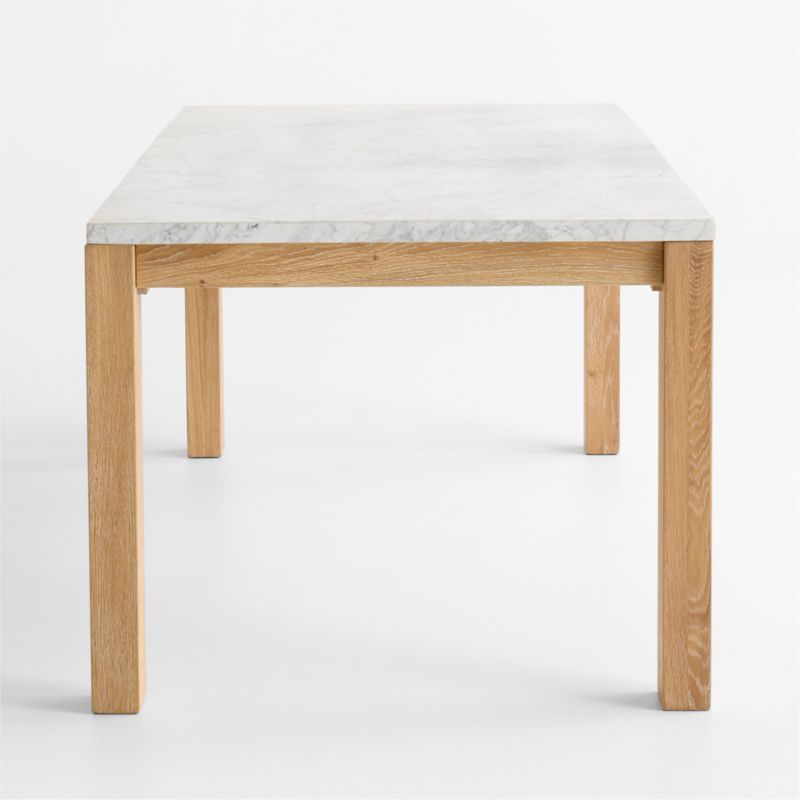Terra 90" Carrara Marble and Natural White Oak Solid Wood Dining Table - image 4 of 12