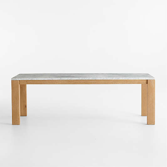 Terra 90" Carrara Marble and Natural White Oak Solid Wood Dining Table