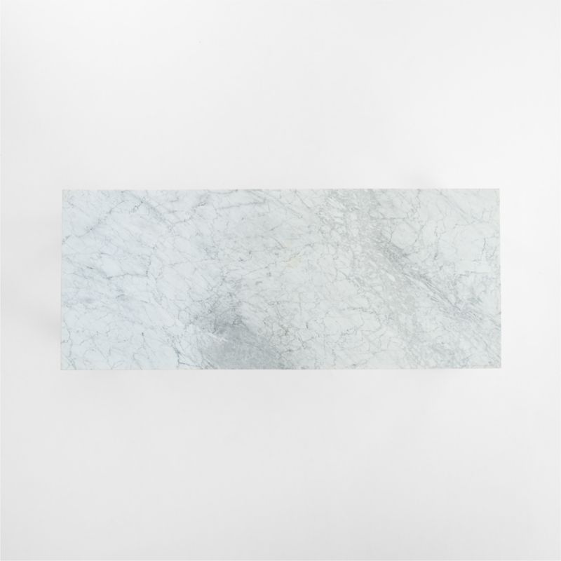 Terra 90" Carrara Marble and Natural White Oak Solid Wood Dining Table - image 5 of 12