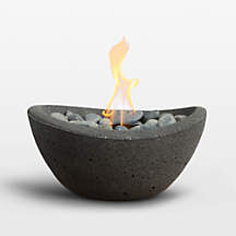 TerraFlame Wave Graphite Grey Outdoor Tabletop Fire Bowl | Crate & Barrel