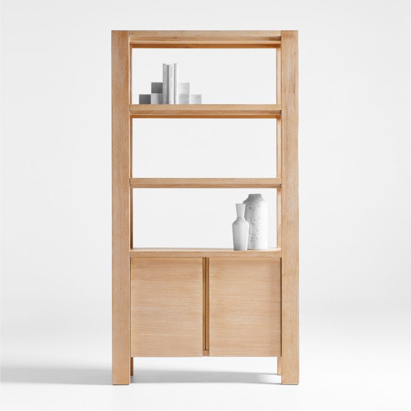 BOOKSHELF 5-TIER OAK WITH REVERSIBLE SHELVES WHITE AND WOOD - PLAZA