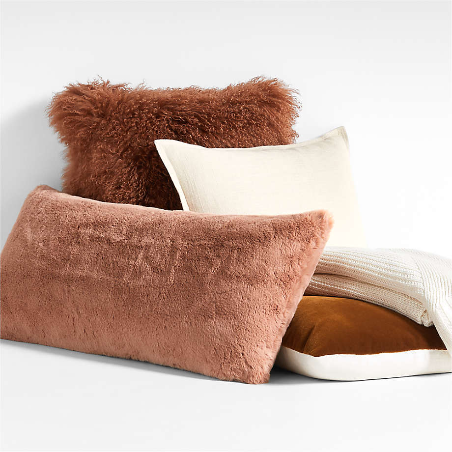 Tan Fur Lumbar Pillow