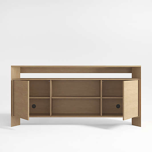 Terrazza 72" Natural Solid Oak Wood Storage Media Console