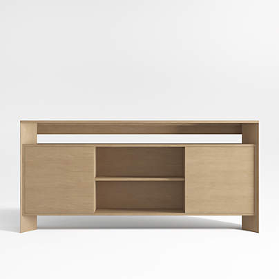 Terrazza 72" Natural Solid Oak Wood Storage Media Console