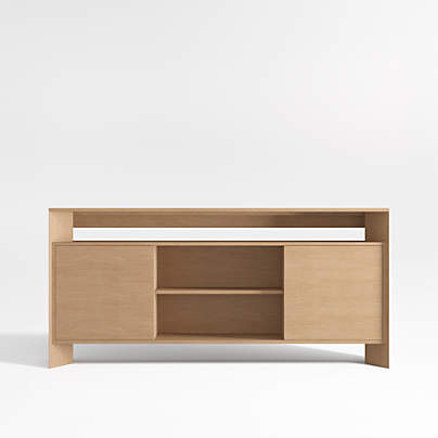Terrazza 72" Natural Solid Oak Wood Storage Media Console