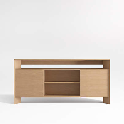 Terrazza 72" Natural Solid Oak Wood Storage Media Console
