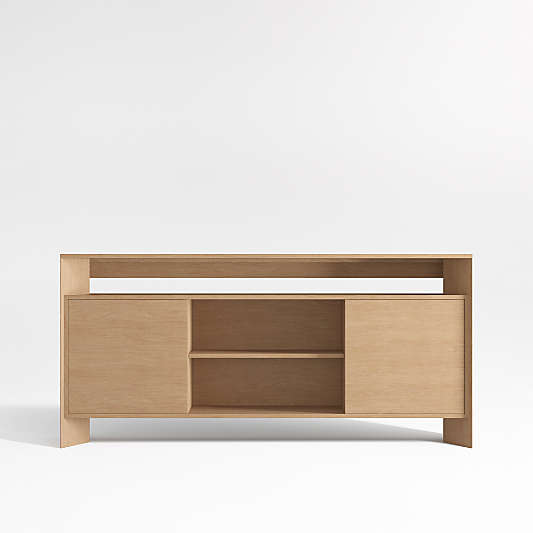 Terrazza 72" Natural Solid Oak Wood Storage Media Console