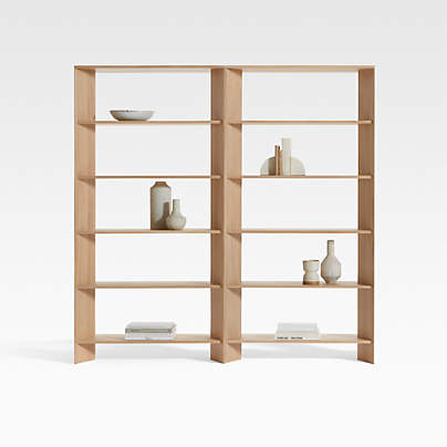 Terrazza Natural Oak 5-Shelf Bookcases, Set of 2