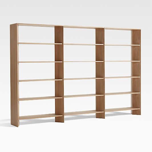 Terrazza Natural Oak 5-Shelf Bookcases, Set of 3